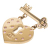 Chanel CC Gold Plated Strass Heart Lock and Key Brooch Secondhand
