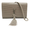 Secondhand Saint Laurent Small Croc Embossed Leather Monogram Kate Tassel Crossbody