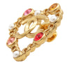 Chanel CC Gold Plated Rhinestone Faux Pearl Heart Brooch Secondhand