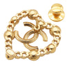 Chanel CC Gold Plated Rhinestone Faux Pearl Heart Brooch Secondhand