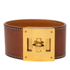 Hermès Barenia and Gold Plated Kelly Dog Bracelet Secondhand