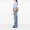 Prada Croc Embossed Leather Trimmed Tessuto Shoulder Bag Secondhand