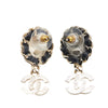 Chanel Gold Plated Leather Woven Faux Pearl CC Crystal Drop Earrings Secondhand
