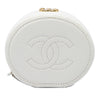 Chanel CC Quilted Lambskin Crystal Pearly Girl Round Top Handle Vanity Case with Chain Secondhand
