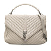 Secondhand Saint Laurent Large Chevron Sheepskin Monogram College Satchel
