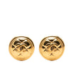Chanel CC Gold Plated Quilted Round Clip On Earrings Secondhand