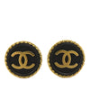 Chanel CC Gold Plated and Enamel Round Clip On Earrings Secondhand