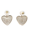 Secondhand Chanel CC Gold Plated Enamel Faux Pearl Heart Drop Push Back Earrings