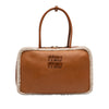 Miu Miu Large Shearling Trimmed Calfskin Logo Beau Shoulder Bag Secondhand
