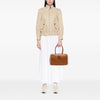 Miu Miu Large Shearling Trimmed Calfskin Logo Beau Shoulder Bag Secondhand