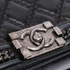 Chanel Medium Quilted Calfskin Whipstitch Chain Around Boy Top Handle Flap Secondhand