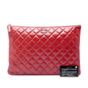 Chanel Large Quilted Patent O Case Clutch Secondhand