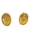 Chanel CC Gold Plated Crown Oval Clip On Earrings Secondhand