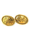 Chanel CC Gold Plated Crown Oval Clip On Earrings Secondhand