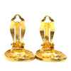 Chanel CC Gold Plated Crown Oval Clip On Earrings Secondhand