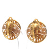 Chanel Gold Plated Faux Pearl Logo Clip On Earrings Secondhand
