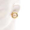 Chanel Gold Plated Faux Pearl Logo Clip On Earrings Secondhand