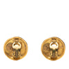 Chanel Gold Plated Logo Round Clip On Earrings Secondhand
