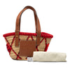 LOEWE Small Raffia Animal Embroidered Basket Tote Secondhand