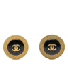 Chanel CC Gold Plated Enamel Round Clip On Earrings Secondhand