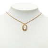 Secondhand Dior Gold Plated Resin Logo Oval Pendant Necklace