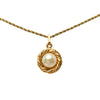 Chanel Gold Plated Faux Pearl Round Pendant Necklace Secondhand