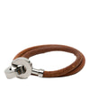 Hermès Palladium Plated and Leather Lancelot Double Tour Bracelet Secondhand