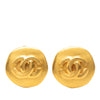 Chanel CC Gold Plated Round Clip On Earrings Secondhand