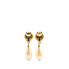 Chanel Gold Plated Clover Faux Pearl Drop Earrings Secondhand