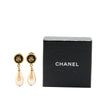 Chanel Gold Plated Clover Faux Pearl Drop Earrings Secondhand