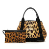 Balenciaga Canvas Leopard Print Navy Cabas Tote S Secondhand