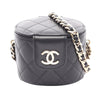 Chanel Mini Quilted Lambskin Round Vanity Case with Chain Secondhand