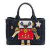 Prada Small Saffiano Trimmed Denim Canapa Robot Satchel Secondhand