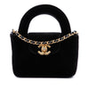 Chanel Mini Nano Quilted Velvet Kelly Shopper Bag Secondhand