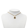 Dior Gold Plated Enamel Logo Round Pendant Necklace Secondhand