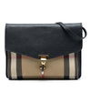 Burberry Small Leather and House Check Canvas Derby Macken Crossbody Secondhand