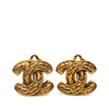 Chanel CC Gold Plated Quilted Clip On Earrings Secondhand