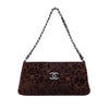Chanel Embossed Suede Camellia Chain Pochette Secondhand
