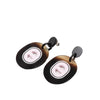 Hermès Buffalo Horn Lacquered and Palladium Plated Fidelio Village Drop Bullet Back Earrings Secondhand