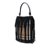 Burberry House Check Canvas and Suede Fringe Bucket Bag Secondhand