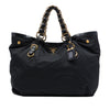 Prada Vernice Trimmed Tessuto Chain Tote Secondhand