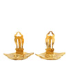 Chanel CC Gold Plated  Rhombus Clip On Earrings Secondhand