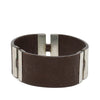 Chanel Debossed Leather and Brass Logo Cuff Bracelet Secondhand