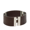 Chanel Debossed Leather and Brass Logo Cuff Bracelet Secondhand