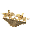 Hermès Gold Plated Enamel Children And Dogs Brooch Secondhand