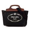 Prada Canvas Wood Handle Canapa Logo Satchel Secondhand