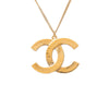 Chanel CC Gold Plated Strass Quilted Pendant Necklace Secondhand