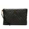 Saint Laurent Chevron Calfskin Monogram Tablet Pouch Secondhand