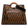 Fendi Large Zucca Embossed Leather Runaway Shopper Satchel Secondhand