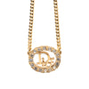 Secondhand Dior Gold Plated Strass CD Logo Pendant Necklace
